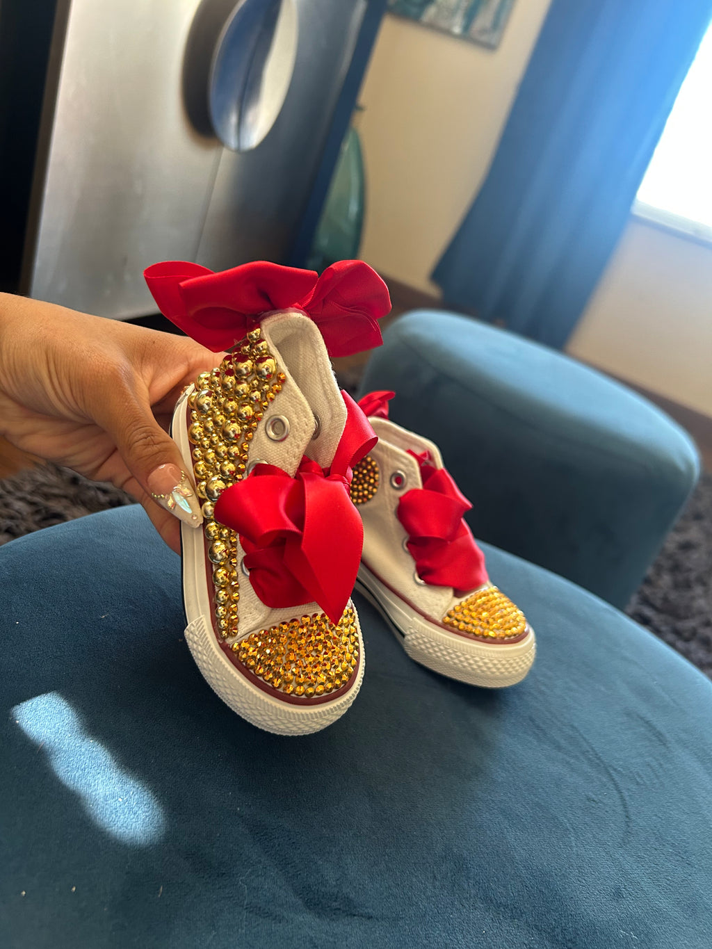 Gold And Red Pearl Shoes ❤️