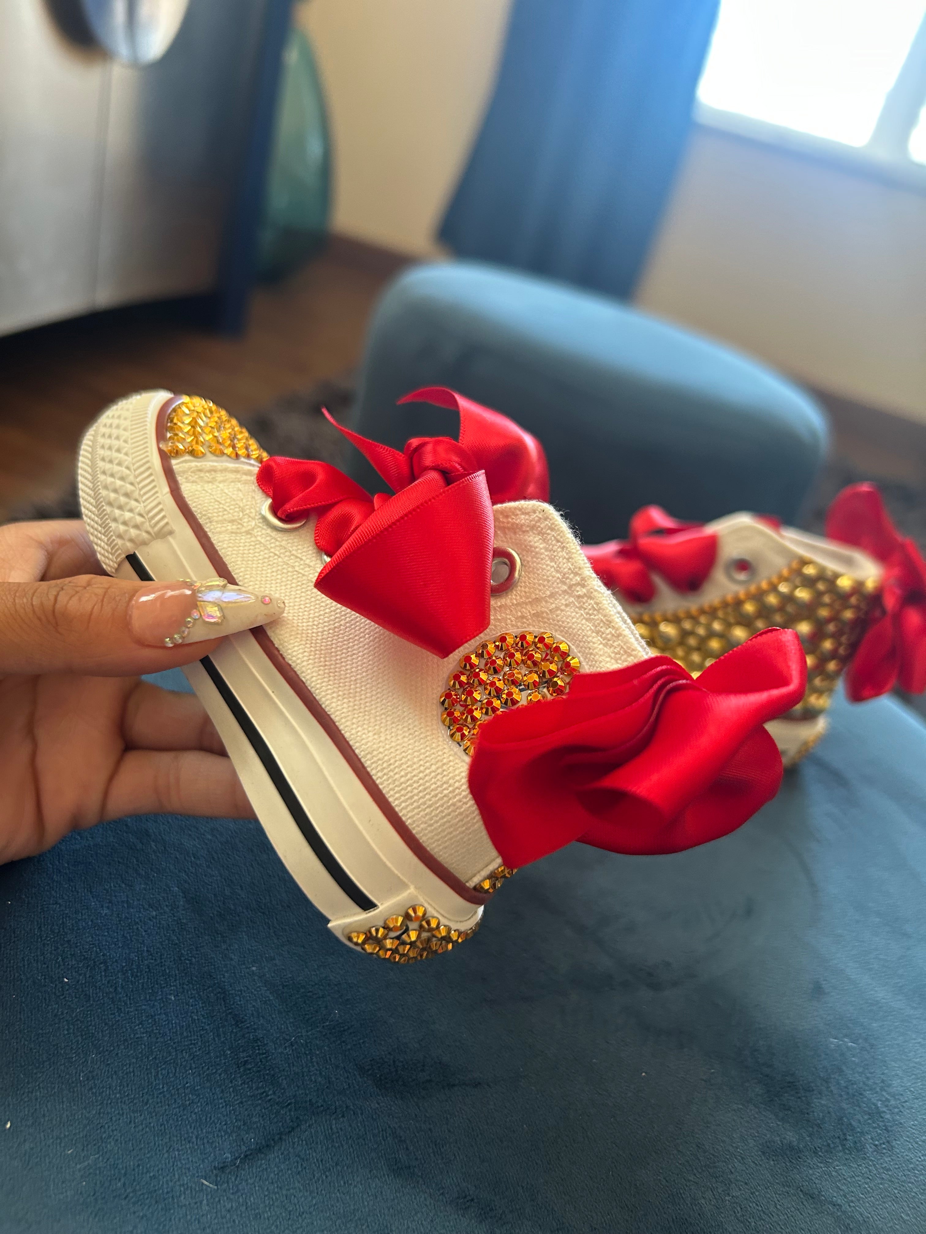 Gold And Red Pearl Shoes ❤️